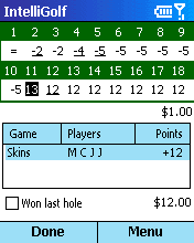 Player Game Score Screen.