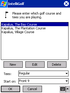 Choose Course Screen.