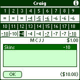 Player Game Score Screen.